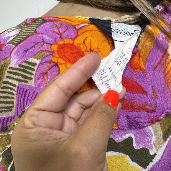 Vintage 2 Piece Skirt / Top Set Medium Large Tropical Floral Pink Resort Vibrant - Picture 10 of 13